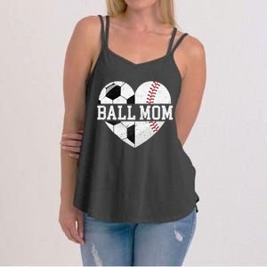 Ball Mom Heart Baseball Soccer Mom Women's Strappy Tank