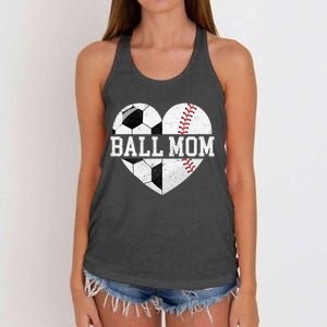 Ball Mom Heart Baseball Soccer Mom Women's Knotted Racerback Tank