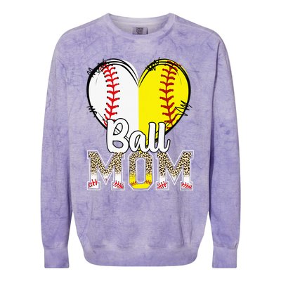 Ball Mom Heart Baseball Softball  Gifts Colorblast Crewneck Sweatshirt