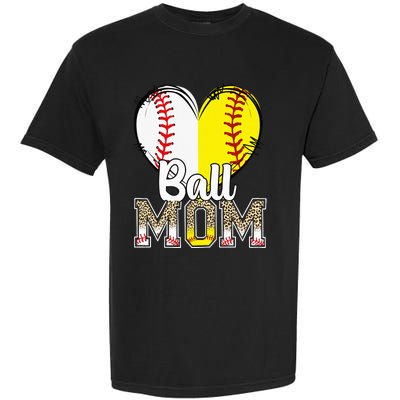 Ball Mom Heart Baseball Softball  Gifts Garment-Dyed Heavyweight T-Shirt