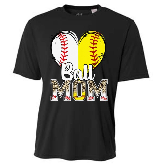 Ball Mom Heart Baseball Softball  Gifts Cooling Performance Crew T-Shirt