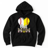 Ball Mom Heart Baseball Softball  Gifts Hoodie