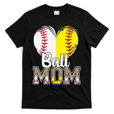 Ball Mom Heart Baseball Softball  Gifts T-Shirt