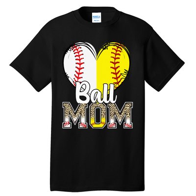 Ball Mom Heart Baseball Softball  Gifts Tall T-Shirt