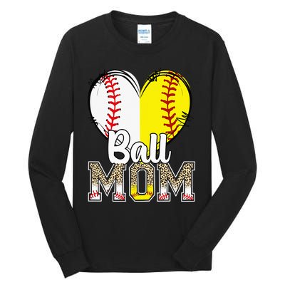 Ball Mom Heart Baseball Softball  Gifts Tall Long Sleeve T-Shirt