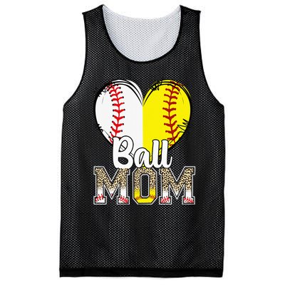 Ball Mom Heart Baseball Softball  Gifts Mesh Reversible Basketball Jersey Tank