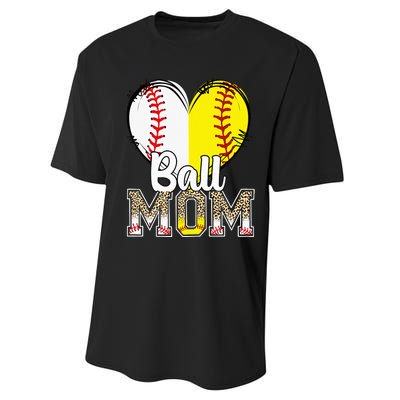 Ball Mom Heart Baseball Softball  Gifts Performance Sprint T-Shirt