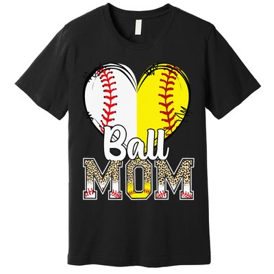 Ball Mom Heart Baseball Softball  Gifts Premium T-Shirt