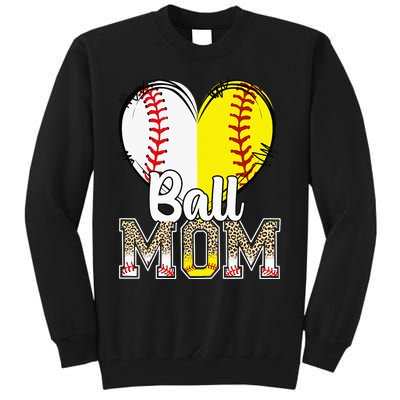 Ball Mom Heart Baseball Softball  Gifts Tall Sweatshirt