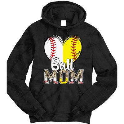 Ball Mom Heart Baseball Softball  Gifts Tie Dye Hoodie