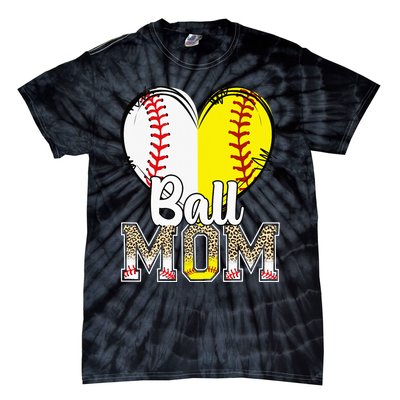 Ball Mom Heart Baseball Softball  Gifts Tie-Dye T-Shirt