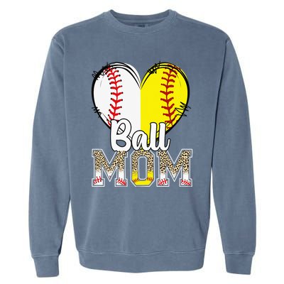 Ball Mom Heart Baseball Softball  Gifts Garment-Dyed Sweatshirt