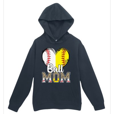 Ball Mom Heart Baseball Softball  Gifts Urban Pullover Hoodie