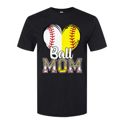 Ball Mom Heart Baseball Softball  Gifts Softstyle CVC T-Shirt