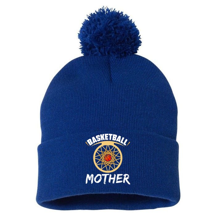 Basketball Mother Hobby Lover Basketballer Player Mom Mommy Funny Gift Pom Pom 12in Knit Beanie