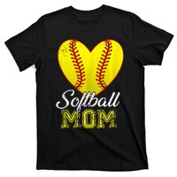 Ball Mom Heart Baseball Softball Mama Women Mothers Day 2024 T-Shirt