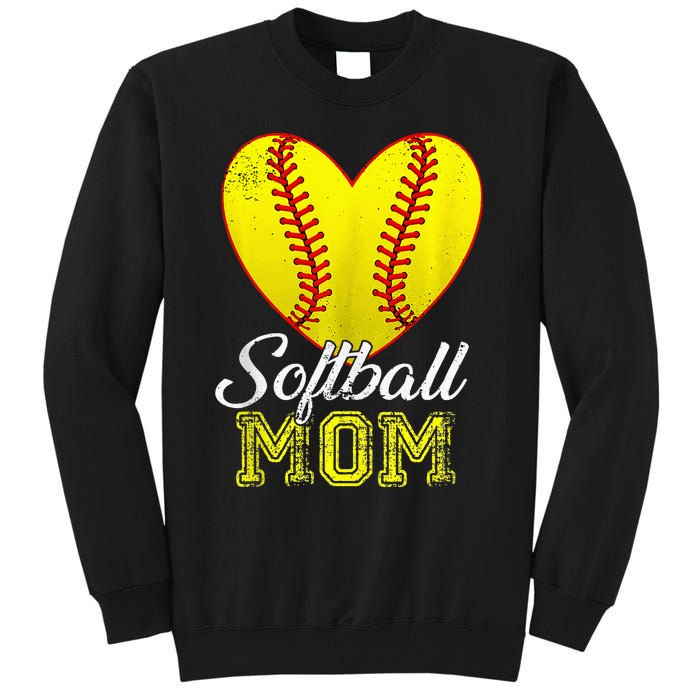 Ball Mom Heart Baseball Softball Mama Women Mothers Day 2024 Tall Sweatshirt