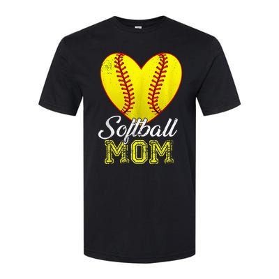 Ball Mom Heart Baseball Softball Mama Women Mothers Day 2024 Softstyle® CVC T-Shirt