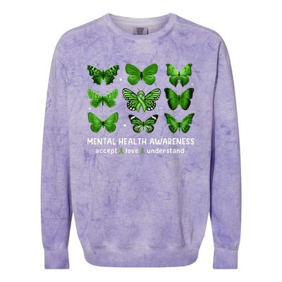 Butterfly Mental Health Awareness Accept Love Understand Colorblast Crewneck Sweatshirt