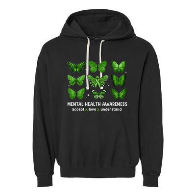 Butterfly Mental Health Awareness Accept Love Understand Garment-Dyed Fleece Hoodie