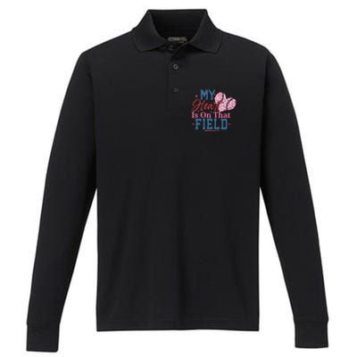 Baseball Mom Heartwarming Design For Proud Baseball Moms Funny Gift Performance Long Sleeve Polo