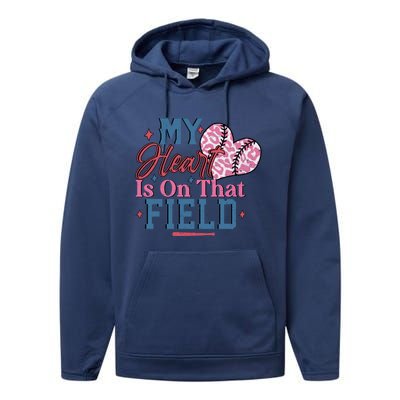 Baseball Mom Heartwarming Design For Proud Baseball Moms Funny Gift Performance Fleece Hoodie