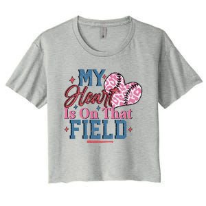 Baseball Mom Heartwarming Design For Proud Baseball Moms Funny Gift Women's Crop Top Tee