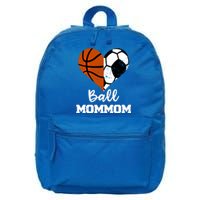 Ball Mommom Heart Funny Soccer Basketball Mom Mom Great Gift 16 in Basic Backpack