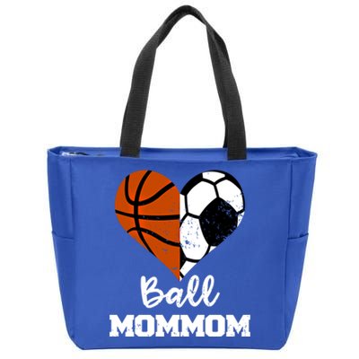 Ball Mommom Heart Funny Soccer Basketball Mom Mom Great Gift Zip Tote Bag