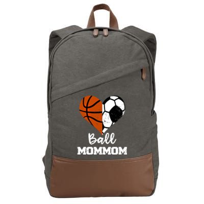 Ball Mommom Heart Funny Soccer Basketball Mom Mom Great Gift Cotton Canvas Backpack