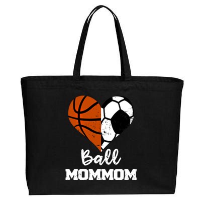 Ball Mommom Heart Funny Soccer Basketball Mom Mom Great Gift Cotton Canvas Jumbo Tote