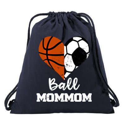 Ball Mommom Heart Funny Soccer Basketball Mom Mom Great Gift Drawstring Bag