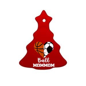 Ball Mommom Heart Funny Soccer Basketball Mom Mom Great Gift Ceramic Tree Ornament