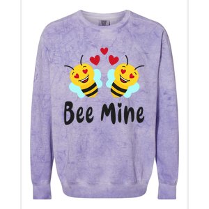 Bee Mine Honeybee Bee Pun Love Couple Valentine's Day Cool Gift Colorblast Crewneck Sweatshirt