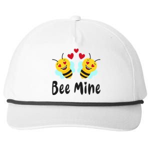 Bee Mine Honeybee Bee Pun Love Couple Valentine's Day Cool Gift Snapback Five-Panel Rope Hat