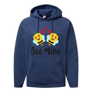 Bee Mine Honeybee Bee Pun Love Couple Valentine's Day Cool Gift Performance Fleece Hoodie