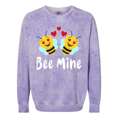 Bee Mine Honeybee Bee Pun Love Couple Valentine's Day Gift Colorblast Crewneck Sweatshirt