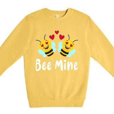 Bee Mine Honeybee Bee Pun Love Couple Valentine's Day Gift Premium Crewneck Sweatshirt