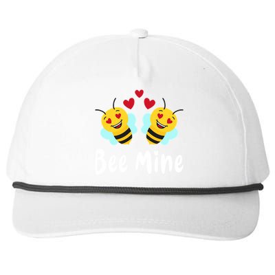 Bee Mine Honeybee Bee Pun Love Couple Valentine's Day Gift Snapback Five-Panel Rope Hat