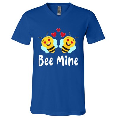 Bee Mine Honeybee Bee Pun Love Couple Valentine's Day Gift V-Neck T-Shirt