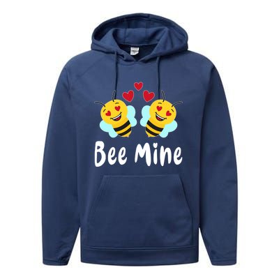 Bee Mine Honeybee Bee Pun Love Couple Valentine's Day Gift Performance Fleece Hoodie