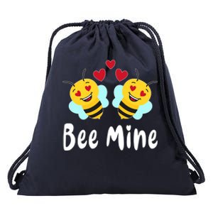 Bee Mine Honeybee Bee Pun Love Couple Valentine's Day Gift Drawstring Bag