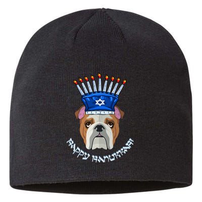 Bulldog Menorah Hat Hanukkah Chanukah Sustainable Beanie