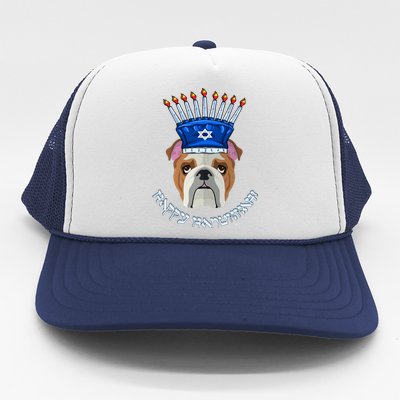 Bulldog Menorah Hat Hanukkah Chanukah Trucker Hat