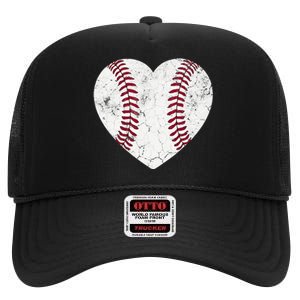 Baseball Mom Heart Baseball Softball Mom Mama Mothers Day High Crown Mesh Back Trucker Hat