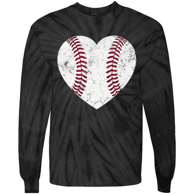 Baseball Mom Heart Baseball Softball Mom Mama Mothers Day Tie-Dye Long Sleeve Shirt