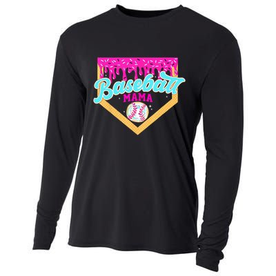 Baseball Mama Home Plate Ice Cream Drip With Sprinkles  Cooling Performance Long Sleeve Crew