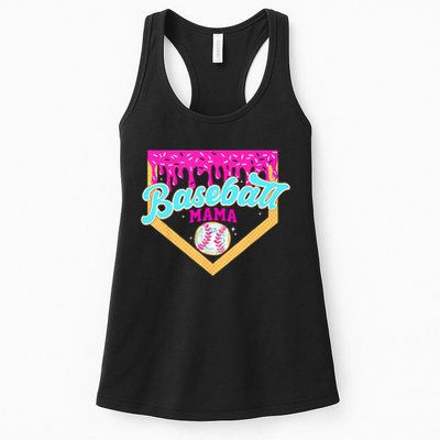 Baseball Mama Home Plate Ice Cream Drip With Sprinkles  Womens Tank Top
