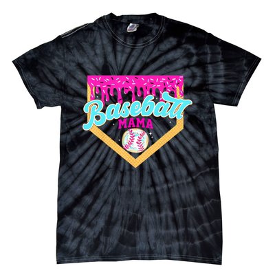 Baseball Mama Home Plate Ice Cream Drip With Sprinkles  Tie-Dye T-Shirt