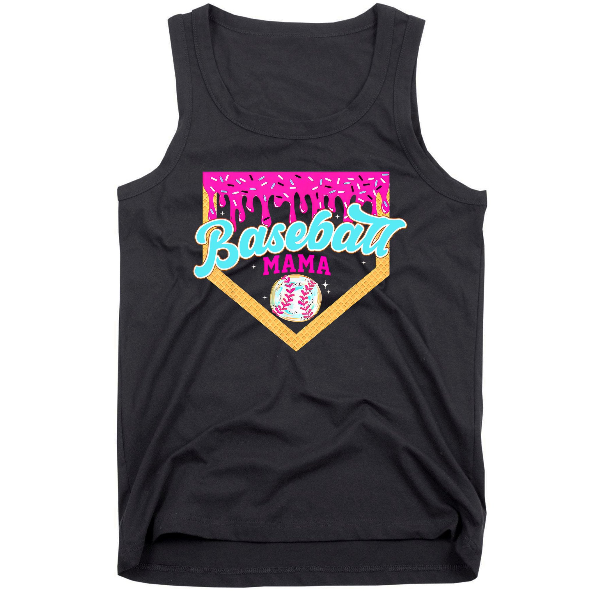 Baseball Mama Home Plate Ice Cream Drip With Sprinkles  Tank Top